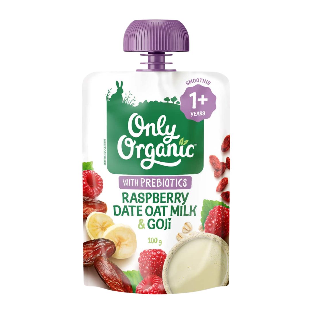 9403145305848 Only Organic Raspberry Dates Oat Milk & Goji (1yr+) 100g - Image 1